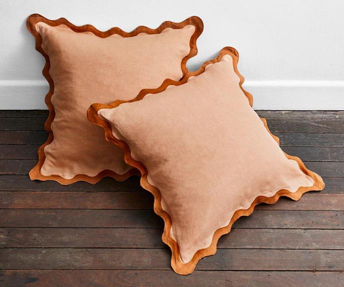 **[100% French flax linen scalloped European pillowcases in Terracotta and Rust, $120/set of 2, Bed Threads](https://bedthreads.com.au/products/terracotta-rust-100-french-flax-scalloped-european-pillowcases-set-of-two?variant=39700680278150|target="_blank"|rel="nofollow")**<br> 
Finished with an eye-catching scalloped edge, these pillowcases are not only soft to sleep on, but bring a touch of decorative flair to your space. Style them on your bed, sofa or armchair and choose from five different colour combos. You can even get [placemats and napkins](https://bedthreads.com.au/products/100-linen-scalloped-napkins-in-terracotta-rust-set-of-four?variant=39380528627846|target="_blank"|rel="nofollow") to match! **[SHOP NOW](https://bedthreads.com.au/products/terracotta-rust-100-french-flax-scalloped-european-pillowcases-set-of-two?variant=39700680278150|target="_blank"|rel="nofollow")**.