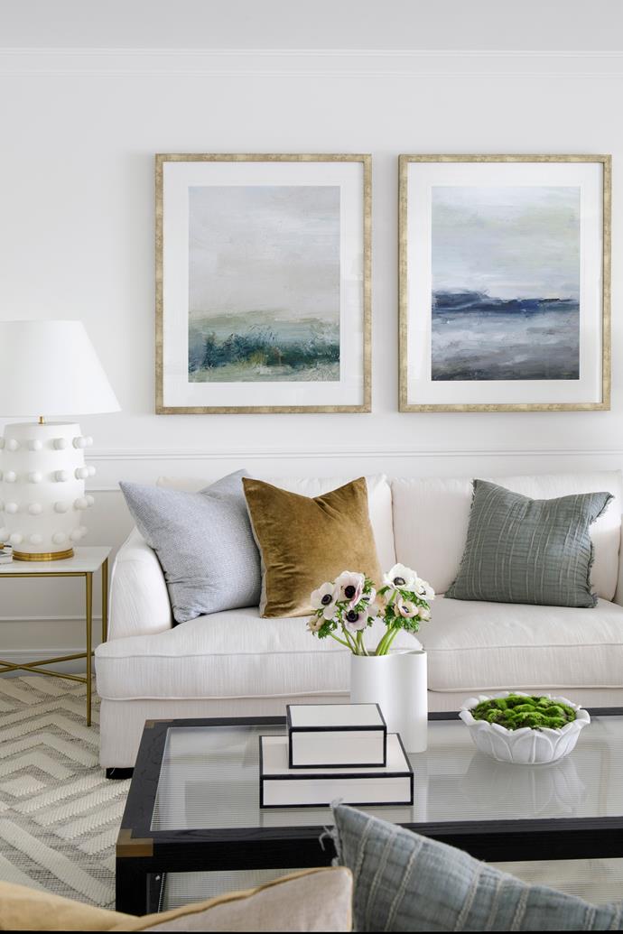 A pair of 'Coastal Palette' artworks from Designer Boys in the main living room.