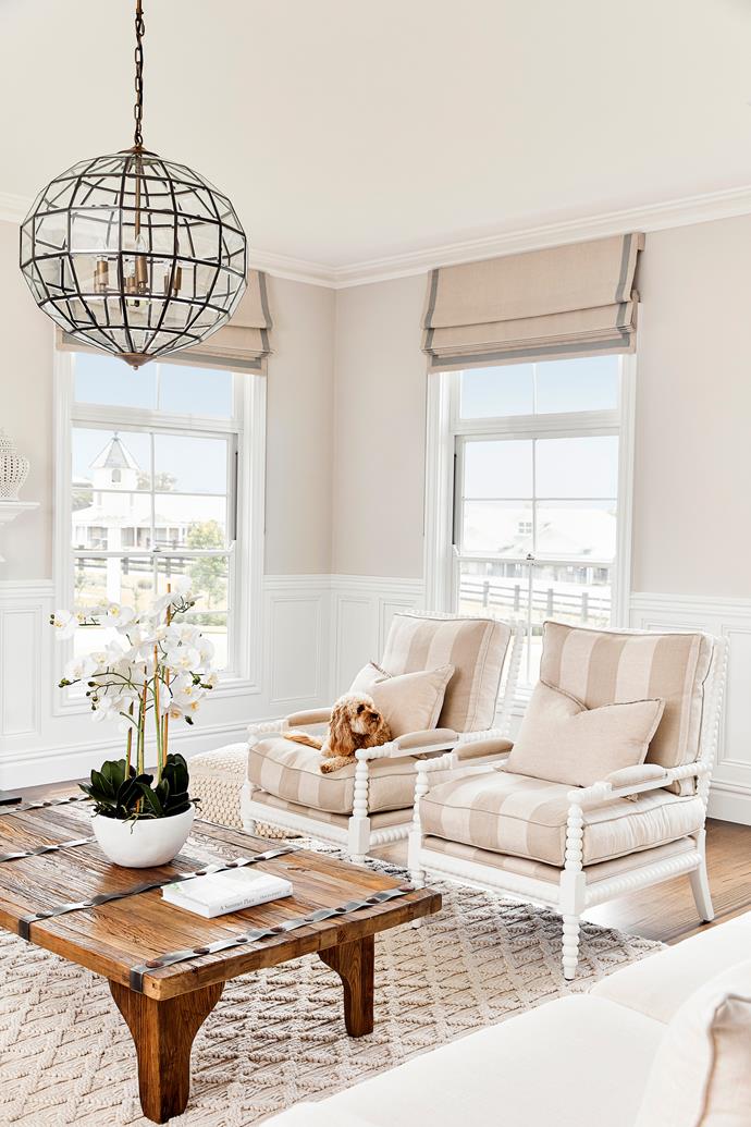 Chair rail wainscoting makes a spectacular backdrop, evoking warmth, grandeur and character. "It's one of my favourite features of Hamptons style," confesses Jody.