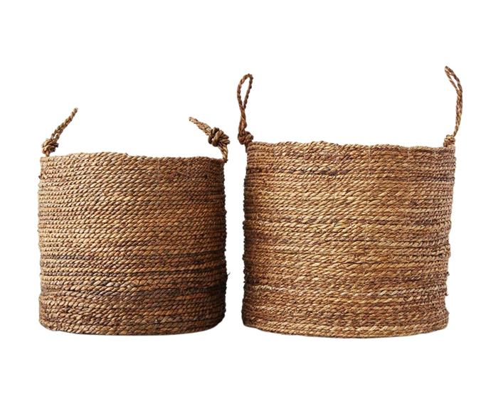 **[Seagrass baskets with rope twist handle, $129.99/set of 2 (usually $169.99), Living by Design](https://livingbydesign.net.au/products/seagrass-basket-with-rope-twist-handle-set-of-2-natural|target="_blank"|rel="nofollow")** <br>
Not only a practical storage solution, seagrass and jute baskets are a great way to add texture and character to your kitchen. They're not designed to be hidden in the cupboard, but are an easy way to make storage stylish in your space, and can be used for so much! **[SHOP NOW](https://livingbydesign.net.au/products/seagrass-basket-with-rope-twist-handle-set-of-2-natural|target="_blank")**.
