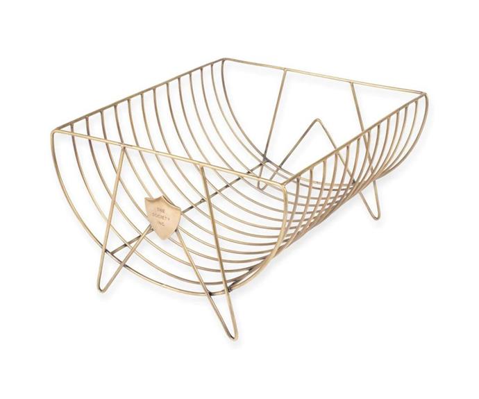 **[Compass dish rack, $235, The Society Inc.](https://thesocietyinc.com.au/products/compass-dish-rack|target="_blank"|rel="nofollow")**<br> 
Dishes are a fact of life, but that doesn't mean they have to be all function and no flair. This stunning brass dish rack is designed to be well-used and well-loved. The hard-wearing metal is corrosion resistant and adds a charming antique look. **[SHOP NOW](https://thesocietyinc.com.au/products/compass-dish-rack|target="_blank"|rel="nofollow")**.