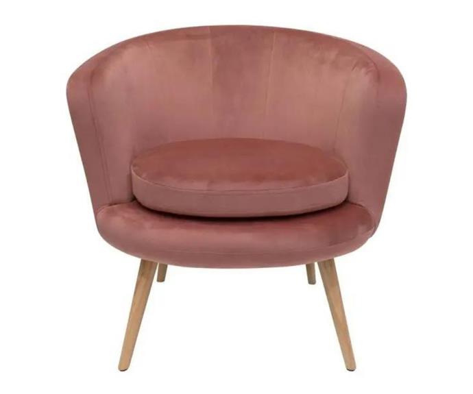 **[Ada accent chair in Clay Pink, $755.25 (usually $795), Hard to Find](https://www.hardtofind.com.au/249885_ada-accent-chair-77x79x76-cm-clay-pink-jellliot-field-folio|target="_blank")**<br>
Embracing the [curved furniture trend](https://www.homestolove.com.au/curved-furniture-trend-2019-19737|target="_blank"), this cocooning vintage-style chair with a dusty pink velvet cover is everything we love right now. Combining comfort and style, we can imagine this piece in the living room, bedroom, or even around the dining table. **[SHOP NOW](https://www.hardtofind.com.au/249885_ada-accent-chair-77x79x76-cm-clay-pink-jellliot-field-folio|target="_blank")**.