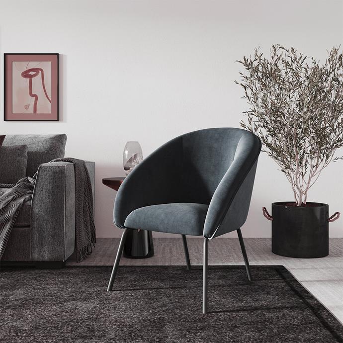 Ostro Austinmer accent chair in Charcoal, RRP $249, [Andoo](https://www.andoo.com.au/p/ostro-furniture-ostro-austinmer-accent-chair-charcoal-wa0920bchar|target="_blank"|rel="nofollow")