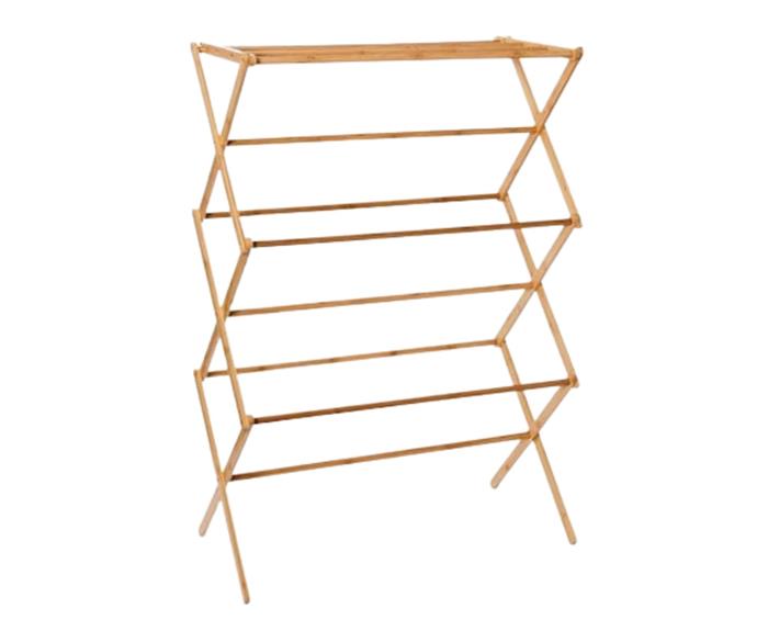 **[Adairs natural bamboo folding drying rack, $49.99 (usually $99.99), Adairs](https://www.adairs.com.au/furniture/storage--shelves/adairs/bamboo-natural-folding-drying-rack/|target="_blank"|rel="nofollow")**

This natural-toned bamboo drying rack has plenty of hanging space and will seamlessly fit into most decors - from coastal to Scandi - on rainy days. **[SHOP NOW.](https://www.adairs.com.au/furniture/storage--shelves/adairs/bamboo-natural-folding-drying-rack/|target="_blank"|rel="nofollow")**