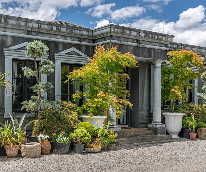 At the front door is amassed collection of "welcome pots", containing rare and interesting plants highlighting the botanical variety displayed in the garden.