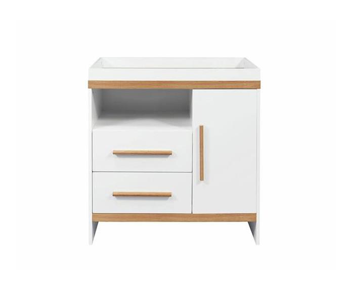 **[Alta change table in White/Natural, $299.95, Mocka](https://www.mocka.com.au/alta-change-table-white-natural/|target="_blank"|rel="nofollow")**
Who doesn't love double-duty furniture that saves space and provides extra storage? A change table can take up valuable floorspace in your nursery so opt for one that provides extra storage and save on buying that extra set of drawers or shelves. The doors on this change table keep nappies, wipes and other baby paraphernalia hidden away to keep your nursery looking neat and tidy. [**SHOP NOW**](https://www.mocka.com.au/alta-change-table-white-natural/|target="_blank"|rel="nofollow")