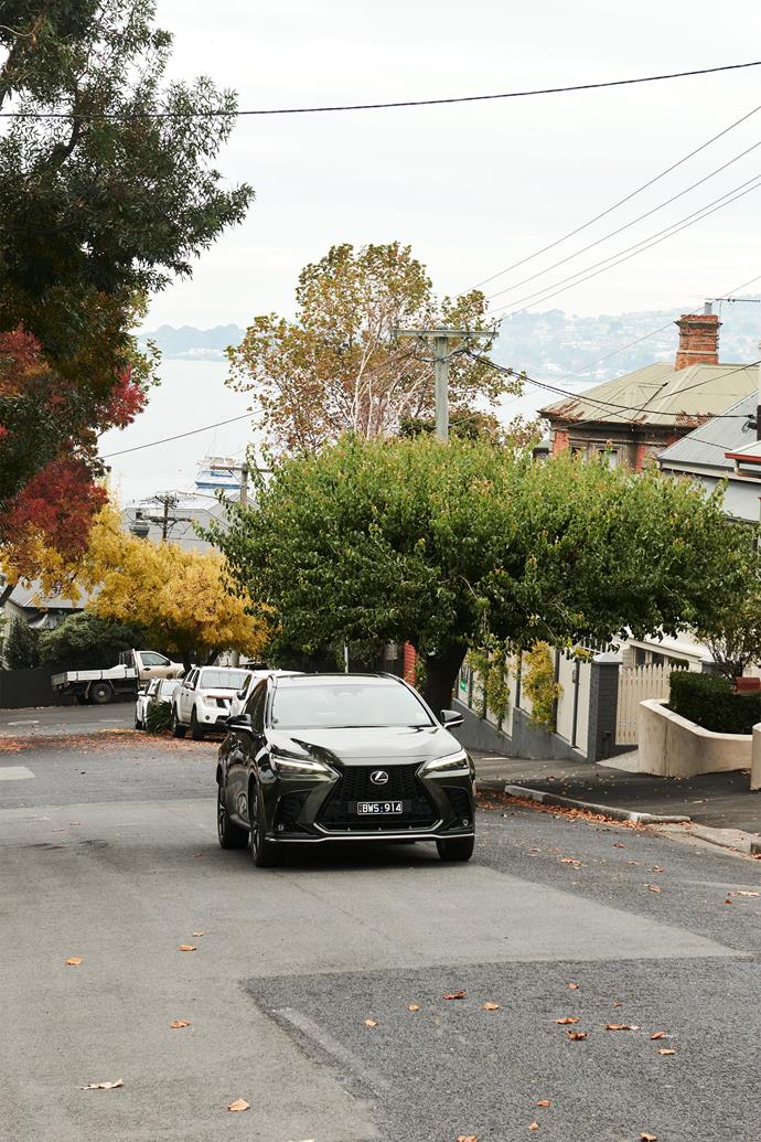 The Lexus effortlessly navigates the back streets of Hobart.