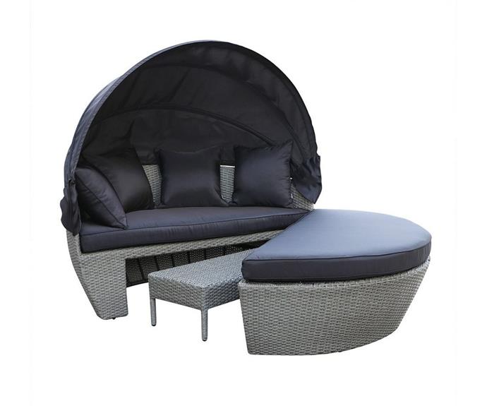 **[Erith wicker outdoor day bed with canopy, $899 (usually $1209), Luxo Living](https://www.luxoliving.com.au/erith-wicker-outdoor-furniture-day-bed-w-canopy|target="_blank"|rel="nofollow")**

With the canopy, coffee table and throw cushions included, this versatile day bed is a stay-cay must-have - perfect for poolside musing. **[SHOP NOW.](https://www.luxoliving.com.au/erith-wicker-outdoor-furniture-day-bed-w-canopy|target="_blank"|rel="nofollow")**