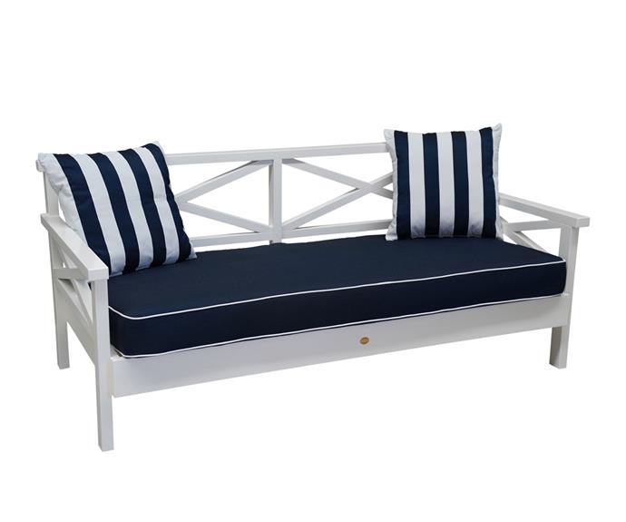 **[Hampton Inn Furniture Hamptons style outdoor day bed, $2599, Temple & Webster](https://click.linksynergy.com/deeplink?id=bbwaLgc15mM&mid=41108&murl=https://www.templeandwebster.com.au/Hamptons-Hand-Crafted-Outdoor-Daybed-SHMP1009.html&u1=https://www.homestolove.com.au/best-outdoor-day-beds-23777|target="_blank"|rel="nofollow")**

Emulate the sweet Hamptons life with this pine wood day bed that is handcrafted in Australia, with Australian sustainable plantation timber. Made with traditional carpentry techniques, this day bed will stand the test of time, and comes with a mattress and cushions. **[SHOP NOW.](https://click.linksynergy.com/deeplink?id=bbwaLgc15mM&mid=41108&murl=https://www.templeandwebster.com.au/Hamptons-Hand-Crafted-Outdoor-Daybed-SHMP1009.html&u1=https://www.homestolove.com.au/best-outdoor-day-beds-23777|target="_blank"|rel="nofollow")**