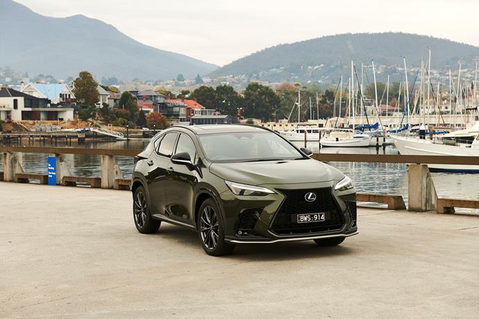 The Lexus NX takes in the sights at Sandy Bay.