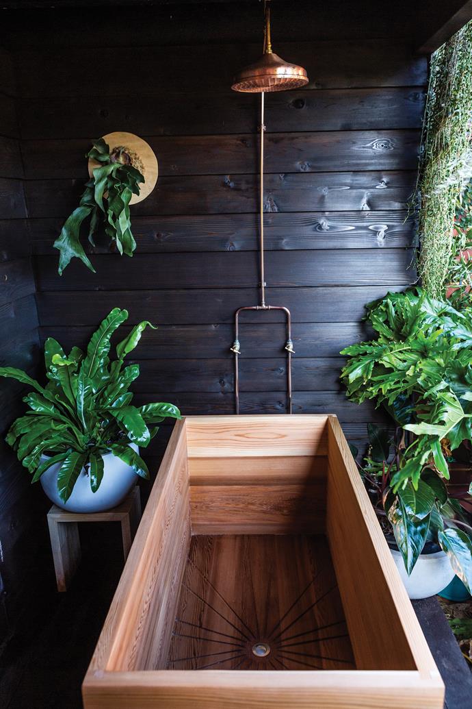 A cedar bath designed by Saltwood Designs.