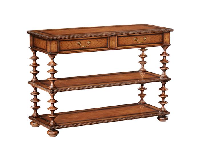 The Gadrooned console from Cromwell Australia features a distressed finish and eye-catching gadrooned moulding and turned legs. A statement piece inpsired by 17th century Dutch design. **[SHOP HERE](https://cromwellaustralia.com.au/furniture/consoles/gadrooned-console|target="_blank"|rel="nofollow")**.