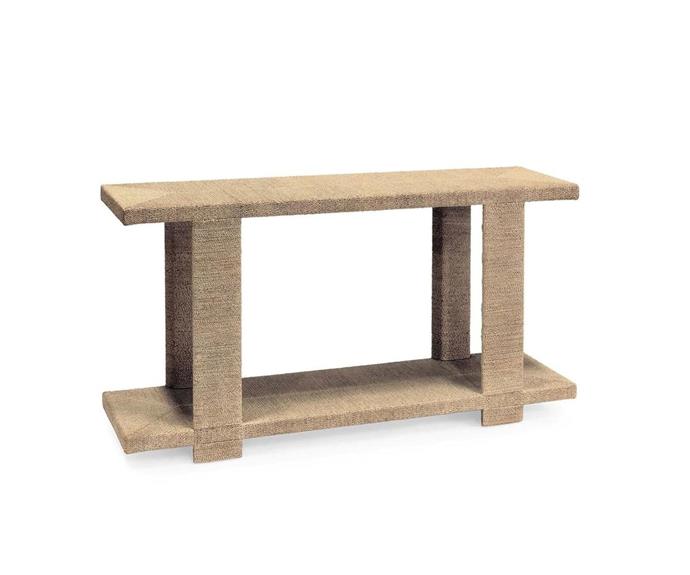 Palecek's 'Clint' console table marries modern finishes with centuries-old traditions. Featuring hardwood wrapped in finely woven natural abaca rope, it brings an understated texture to your space. **[SHOP HERE](https://www.boydblue.com/products/clint-console-table-natural|target="_blank"|rel="nofollow")**.