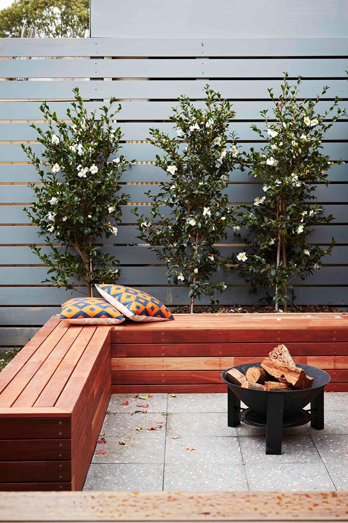 "Burning a fire is great to [keep the mozzies away](https://www.homestolove.com.au/9-ways-to-keep-mosquitoes-at-bay-10706|target="_blank")," says landscape designer Adam Robinson. Tim Trussell from [Northcote Pottery](https://www.northcotepottery.com/|target="_blank"|rel="nofollow") suggests using natural insect repellents by burning sage or rosemary in your fire pit. "This also adds a delicious perfume to the surrounds," he says.
