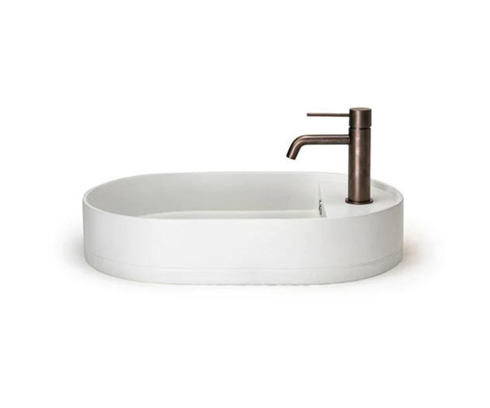 **[Nood Co Shelf oval surface mount basin in Ivory, $850, The Blue Space](https://www.thebluespace.com.au/collections/above-counter-basins/products/nood-co-shelf-oval-surface-mount-basin-ivory|target="_blank"|rel="nofollow")**<br>
Ultra-modern and minimal in design, Nood Co's Shelf oval basin is the perfect solution for powder rooms and small spaces. Available in various other colourways and with either no taphole for wall taps or one taphole for a mixer tap. **[SHOP NOW](https://www.thebluespace.com.au/collections/above-counter-basins/products/nood-co-shelf-oval-surface-mount-basin-ivory|target="_blank"|rel="nofollow")**