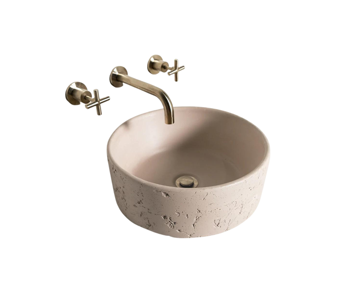 **[Milos concrete basin in Oyster, $960, Concrete Nation](https://www.concretenation.com.au/collections/bench-mounted-concrete-basins/products/milos-concrete-basin-1|target="_blank"|rel="nofollow")**<br>
Raw, tactile and textural, Milos concrete basin in Oyster by Concrete Nation begs to be touched and used. Pair with wall-mounted brushed brass tapware. Also available in Snow White, Clay and Stone. **[SHOP NOW](https://www.concretenation.com.au/collections/bench-mounted-concrete-basins/products/milos-concrete-basin-1|target="_blank"|rel="nofollow")**