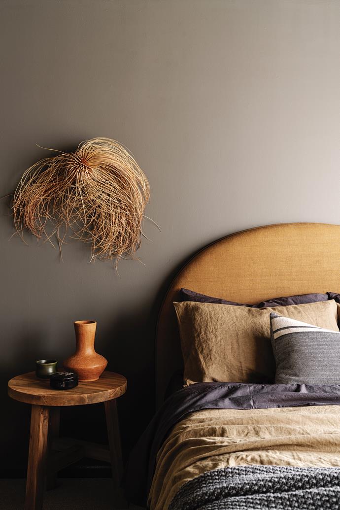 The mustard fabric bedhead was made by [The Upholstery House](https://www.theupholsteryhouse.com.au/|target="_blank"|rel="nofollow").