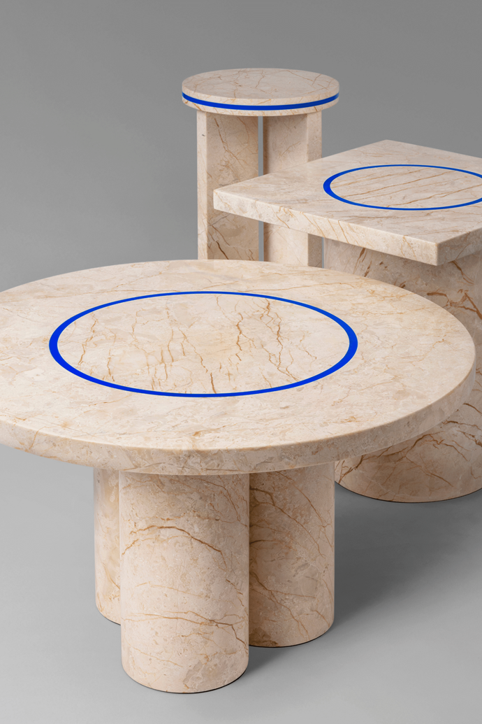 **Buzao** The sophisticated Dislocation Menes Gold marble tables by Buzao are inlaid with a contrasting stripe of electric blue resin. Also available in Nero Marquina (black) marble. [Remodern.com.au](https://remodern.com.au/|target="_blank"|rel="nofollow")