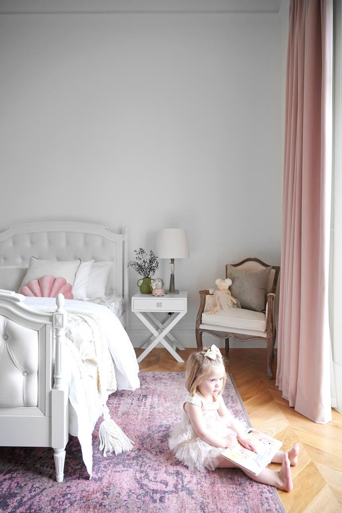 **CHANTELLE'S BEDROOM** A touch of pink is just the ticket in Chantelle's bedroom with the 'Aspen' rug from Terrace Floors + Furnishings adding a perfectly girly flourish.