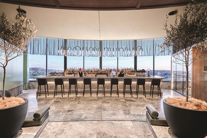 A 10-metre marble bar at Romberg's has been lowered as not to obstruct the panoramic views.
