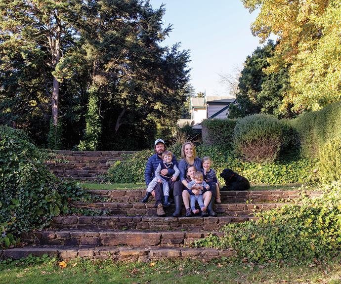 The Hanton family enjoys building forts and hunting for treasures in their heritage gardens at Ard Choille in Mount Macedon.