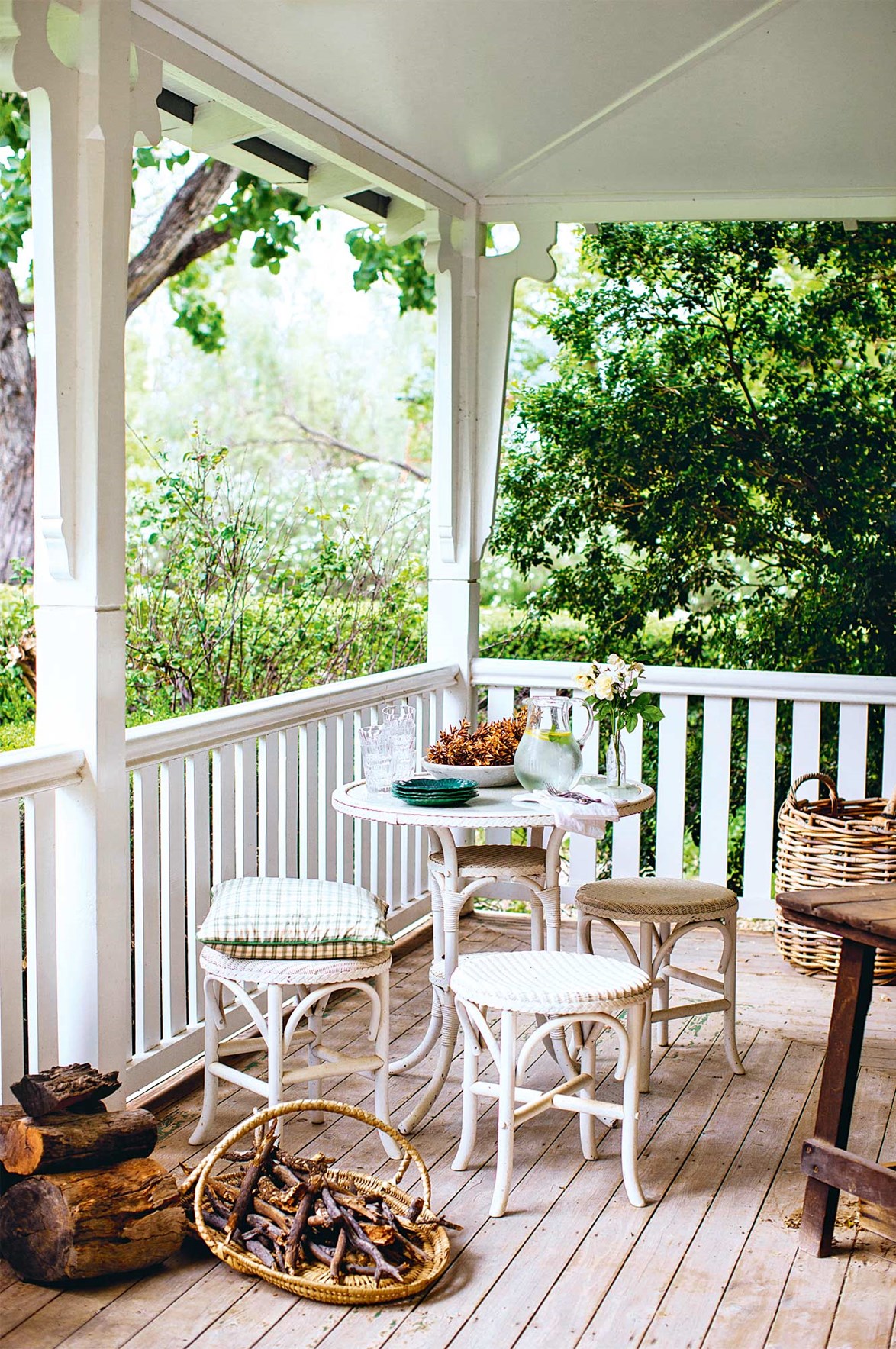 If verandahs could talk! Four generations of the Livingstone family have enjoyed this leafy corner at the [stately Boolooroo homestead](https://www.homestolove.com.au/inviting-100-year-old-homestead-13775|target="_blank") near Moree. It's also where the family keeps firewood and kindling during winter. *Photo: Kara Rosenlund*