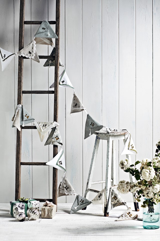 **Christmas bunting**
<br></br> 
Bunting is so simple to make and a great way to turn fabric scraps into festive decor. This [advent calendar bunting](https://www.homestolove.com.au/how-to-make-advent-calendar-bunting-for-christmas-10190|target="_blank") makes the count down to Christmas even more exciting. Fill each flag with treats the whole family can enjoy.