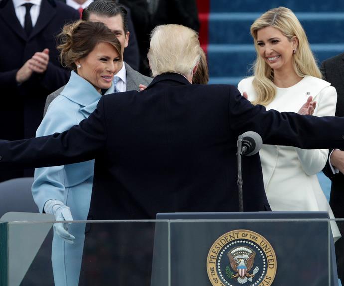 Donald with his two leading ladies at his inauguration.
