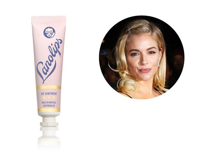 Lanolips 101 Ointment is a handbag essential for Sienna Miller, who keeps a tube of this unscented, multipurpose cream handy for dry skin emergencies. [*Lanolips 101 Ointment Multi-Balm, $18.95*](http://www.lanolips.com.au)