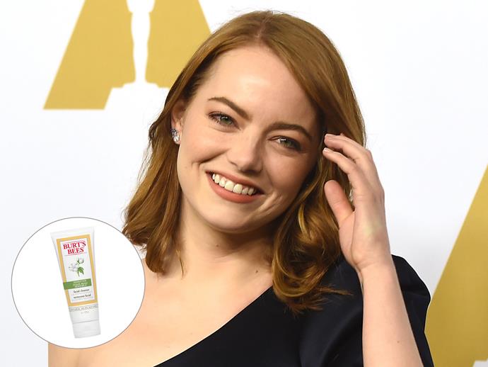 [Star of *La La Land* Emma Stone](http://www.nowtolove.com.au/celebrity/celeb-news/emma-stone-wants-her-real-name-back-33190) has sensitive skin so has to pick her prods wisely. "I'm really allergic to a lot of stuff, so I can really only use products with one thing in them," she told [Style Caster](http://stylecaster.com/beauty/emma-stone/ |target="_blank"|rel="nofollow") "So I use Burt's Bees cleanser." 
[Burt's Bees Sensitive Facial Cleanser, $19.95, Burt's Bees](https://www.burtsbees.com.au/natural-products/face-facial-cleansers/)