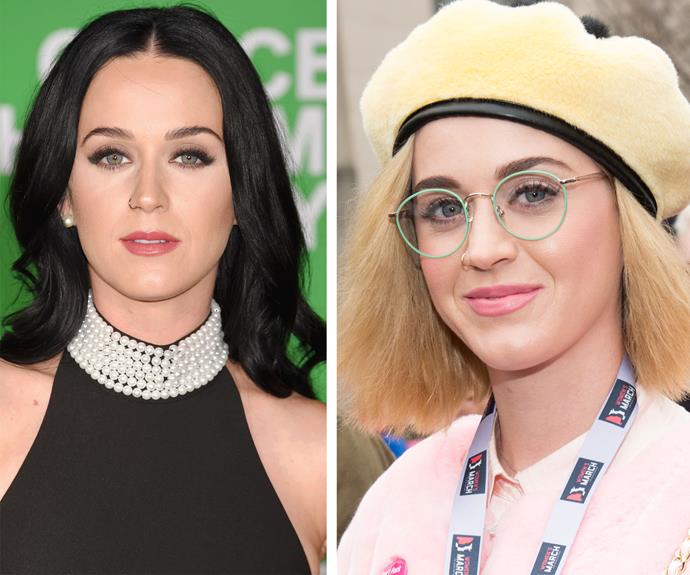 In January, Katy Perry switched up her glossy chocolate hair for an angular blonde, chin-length bob. Why not hey?