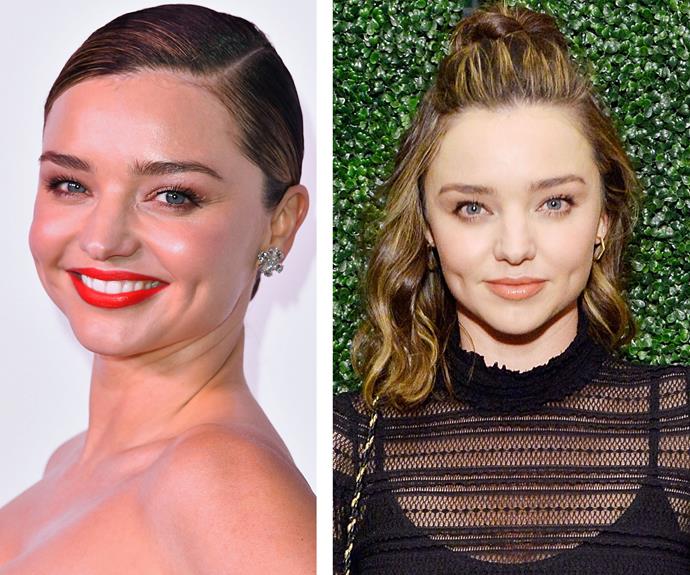 Miranda Kerr got ready for summer by adding some blonde streaks to her natural brunette style.