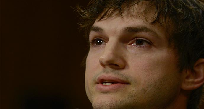 Ashton Kutcher tears up as he describes what he's seen