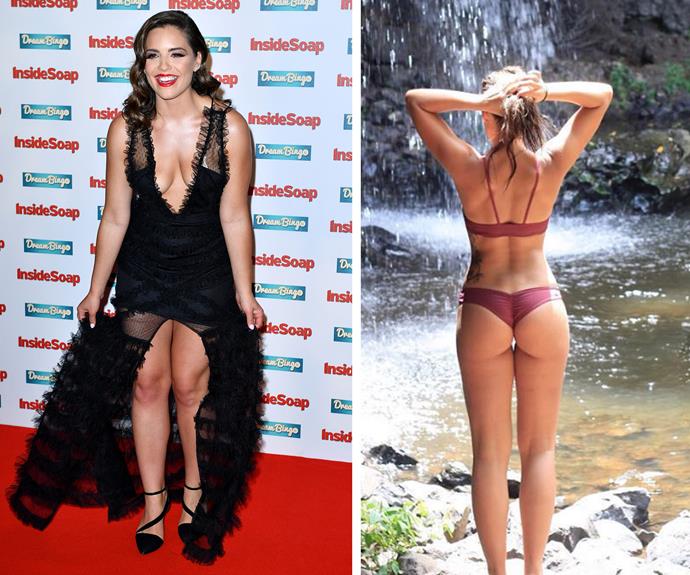 *Neighbours* star Olympia Valance has taken to Instagram with a stunning, lagoon-side snap showing off her impressive 20kg weight loss, which she achieved through a balanced diet and regular F45 training sessions.