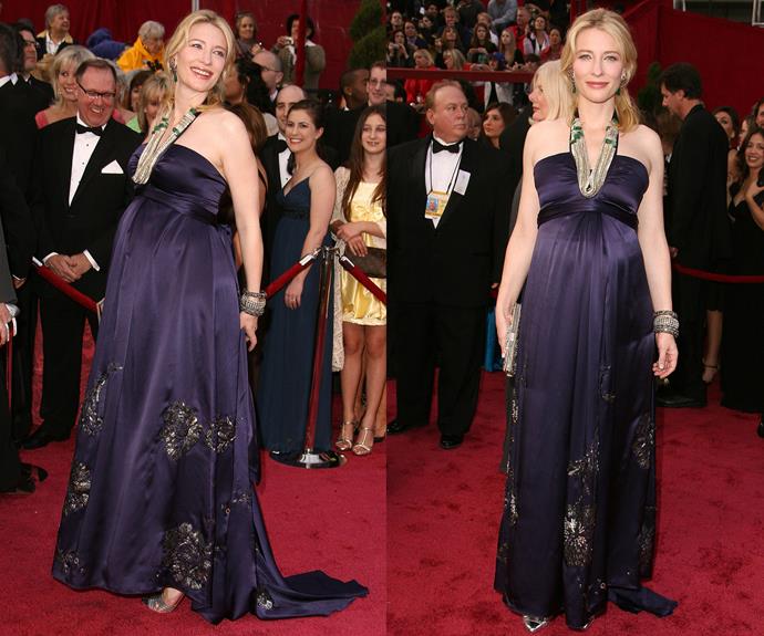 **Best Way To Sport A Baby Bump While Looking Effortless Doing It...** Along with Nicole, another one of our national treasures, [Cate Blanchett](http://www.nowtolove.com.au/celebrity/celeb-news/cate-blanchett-adopts-baby-girl-4651), took to the Kodak Theatre red carpet in her very best Oscars' maternity gown.