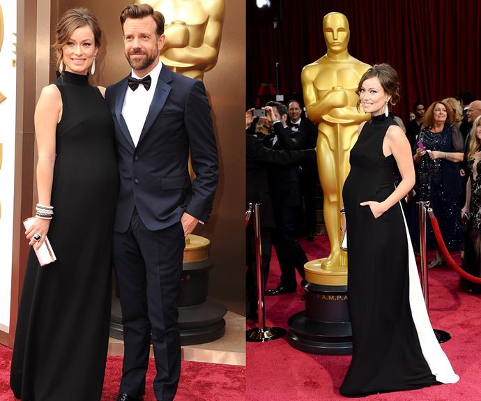 **Most Likely Bump To Distract Everyone From The Actual Awards Ceremony...** It was very difficult to focus on the 2014 Academy Awards thanks to beautiful, pregnant celebrities, like [Olivia Wilde](http://www.nowtolove.com.au/celebrity/celeb-news/olivia-wilde-and-jason-sudeikis-welcome-baby-number-two-29036), who managed to steal the spotlight from their well-dressed better halves (sorry, Jason Sudeikis!).