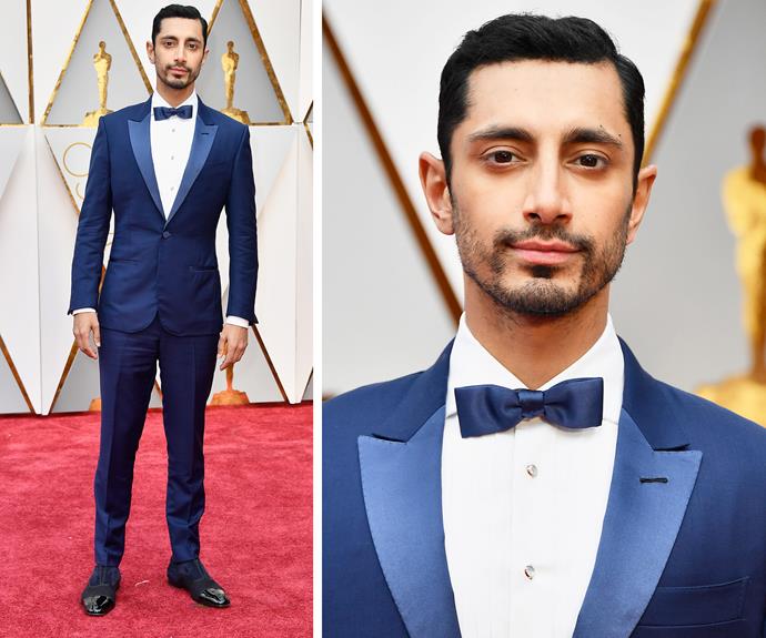 Riz Ahmed, who recently made a cameo on *Girls*, looks oh so dapper in this soft blue tux.