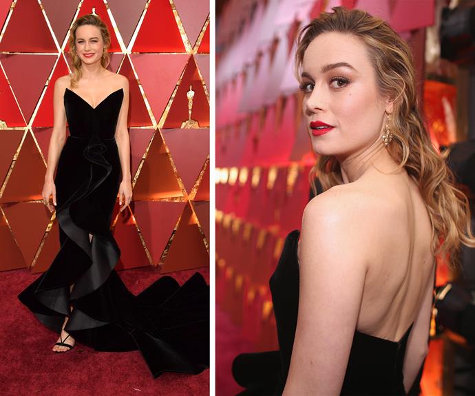 Brie Larson stuns in this fitted gown.