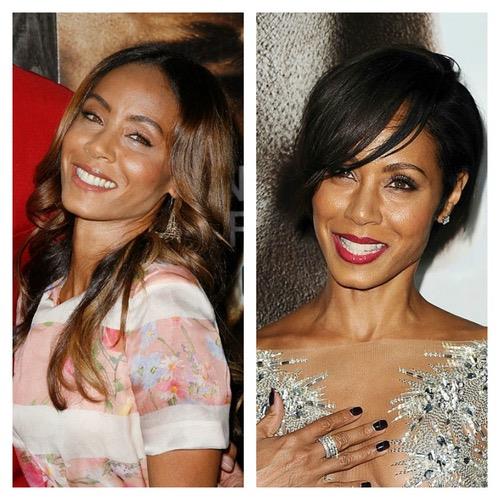 Jada Pinkett Smith's shorter hair and side fringe help draw attention to her beautiful smile.