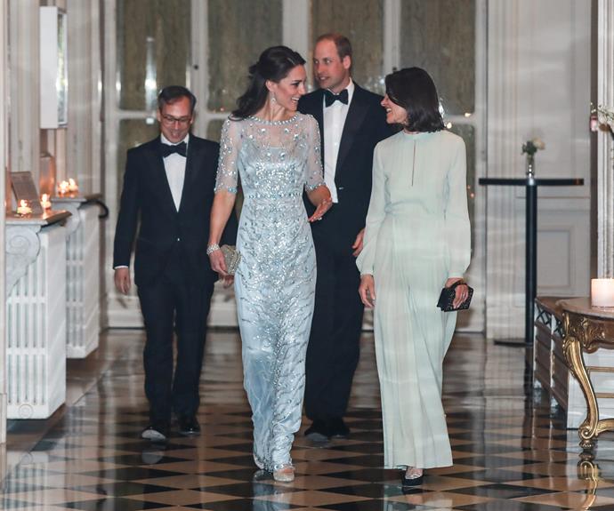 The 34-year-old stunned in breathtaking pale blue Jenny Packham dress.