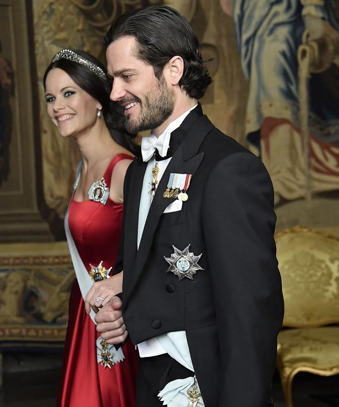 A glowing and pregnant Sofia was joined by her husband and other royal family members for a dinner at the Palace in Stockholm.