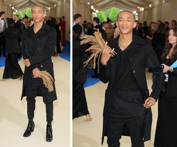 Who needs actual accessories when you cut just cut off your dreadlocks and bring them on the red carpet, right Jaden Smith?