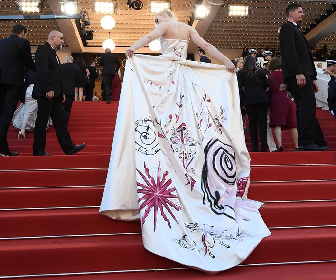 The 19-year-old's strapless Vivienne Westwood frock looked like an actual art work.