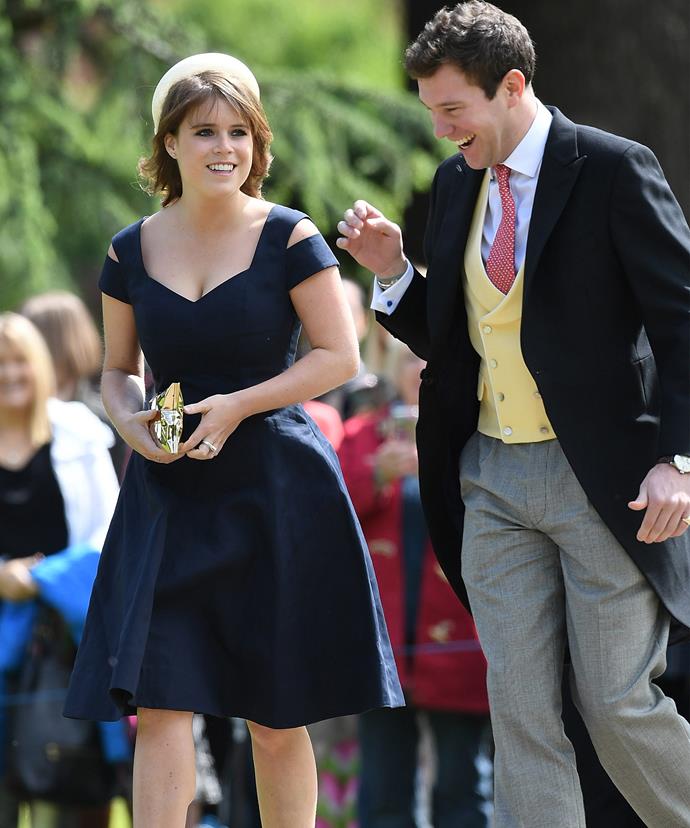 Princess Eugenie, with boyfriend Jack Brooksbank, was the first royal to arrive.