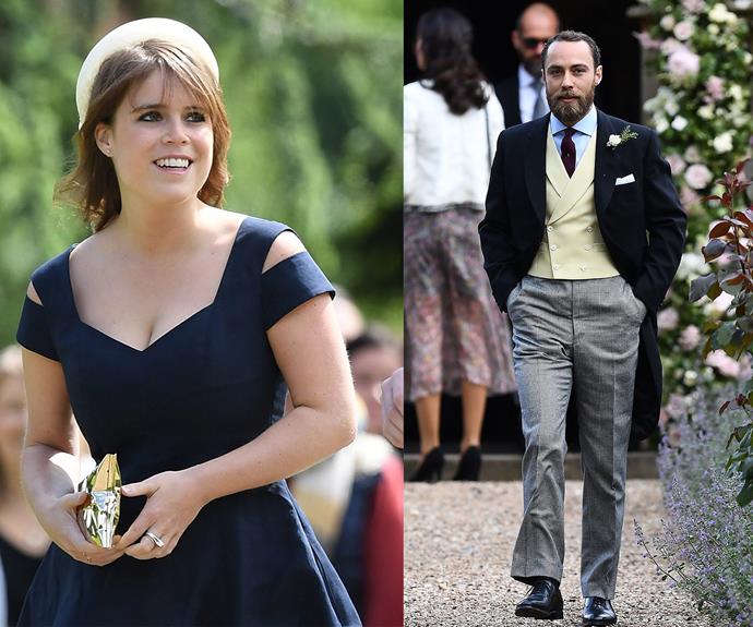 Eugenie looked elegant in a navy dress while brother of the bride, James Middleton, kept things classic in a three-piece suit.