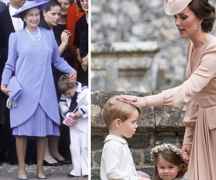 Royal pats have been a remedy for cheeky princes since the '80s! William was the pageboy at his uncle Prince Andrew's wedding to Sarah Ferguson back in 1986. Dressed in a sailor outfit, he gets some love from granny, The Queen.