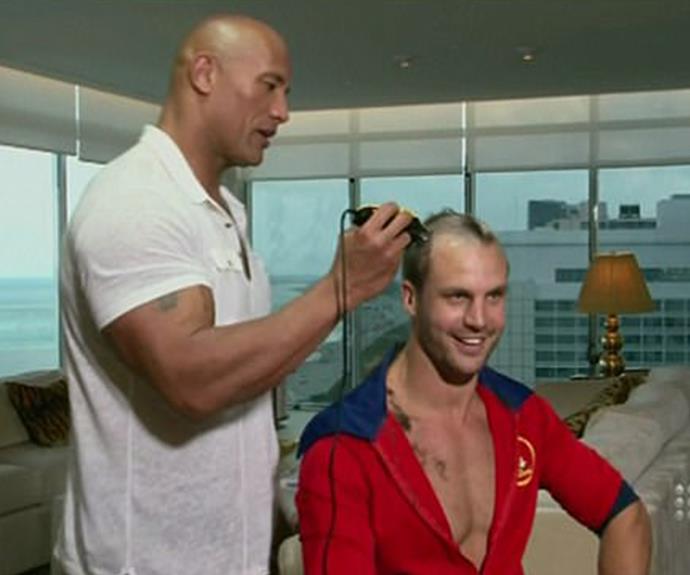 We were just as surprised as you are to see Dwayne 'The Rock' Johnson giving our very own Beau Ryan a makeover on *The Footy Show*.