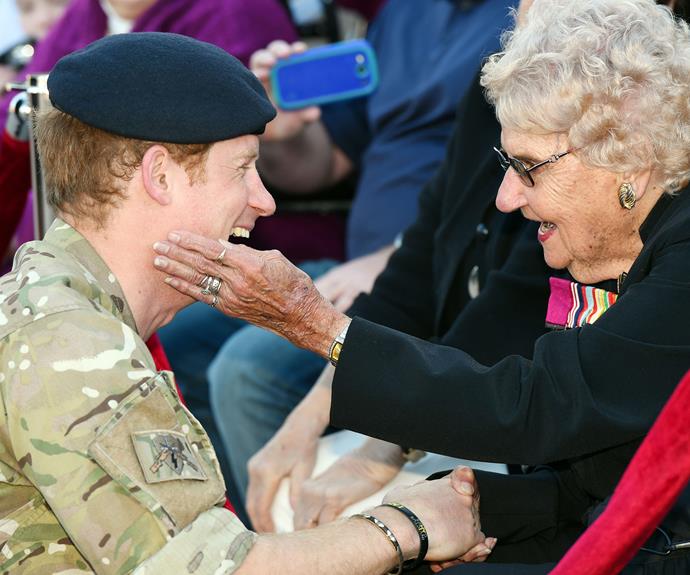 Like father, like son. In 2015, hearts around the world skipped a beat when Prince Harry met war widow Daphne Dunne during his visit to Sydney.