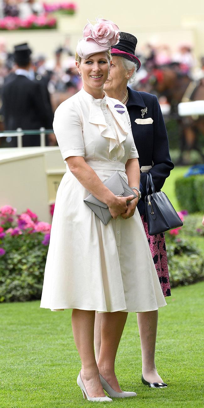 **11. Zara Tindall.** Zara was a vision in cream, with grey and pink accessories, on day three.