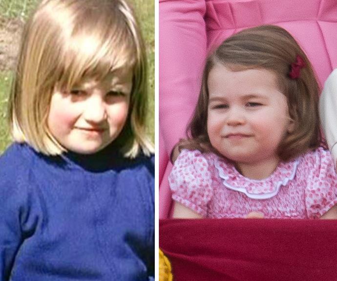 Charlotte doesn't just share Diana's name! Fans have been quick to point out how much the little royal looks like her late grandmother (L).